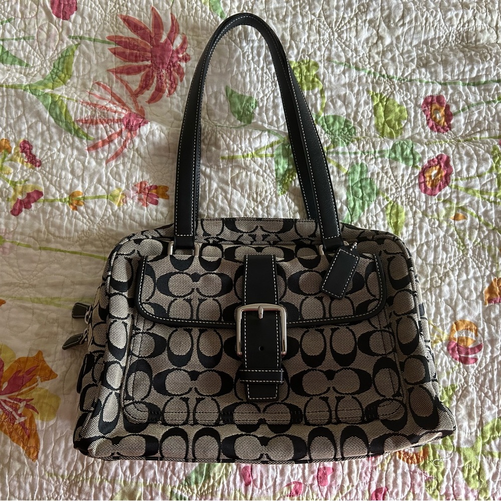 Coach Signature black & gray small/medium shoulder bag with original hang tag